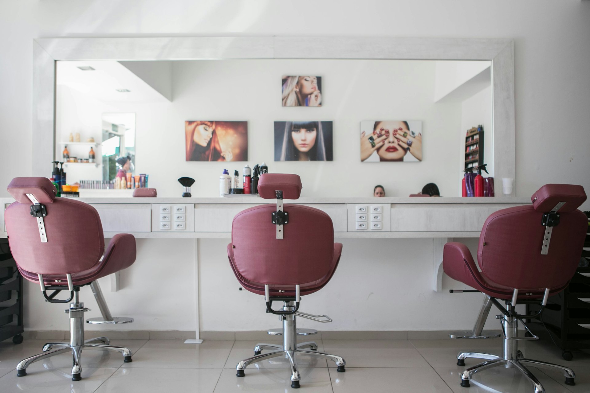 Salon chairs and styling stations